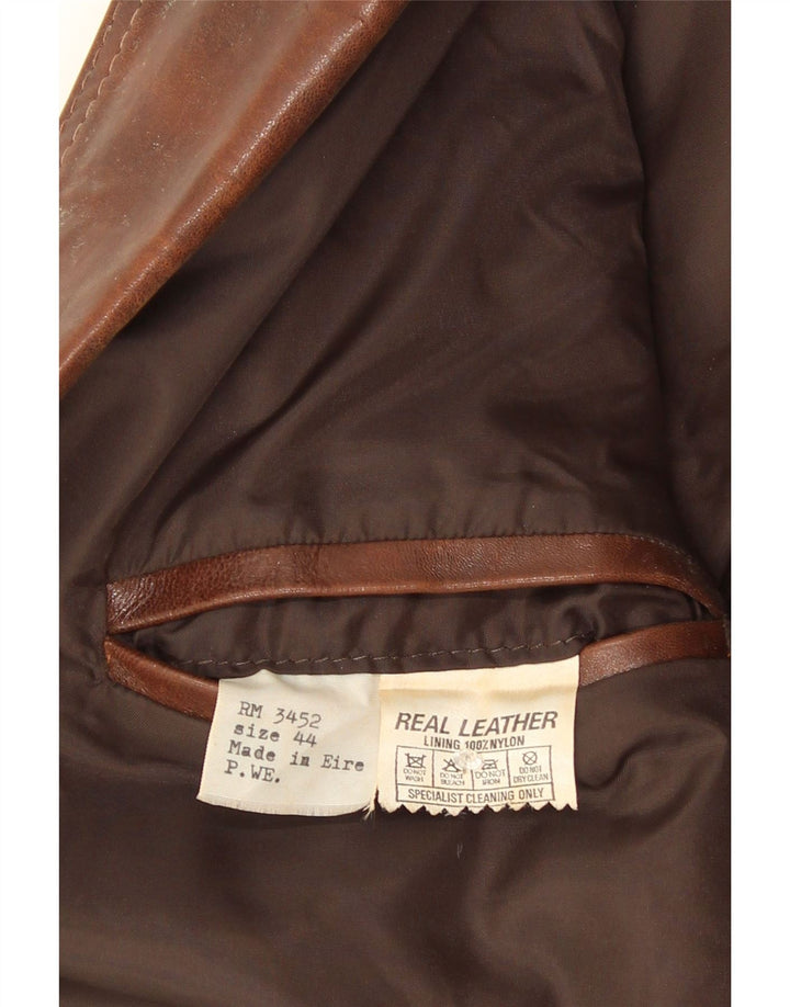 Vintage Herren 2 Knopf Leder Blazer Jacke IT 44 XS Braunes Leder