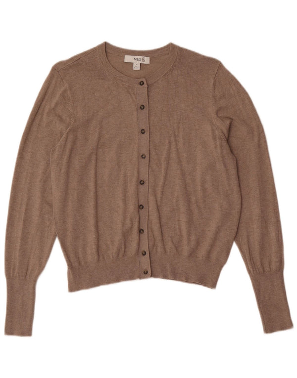 Marks & Spencer Damen Crop Cardigan Pullover UK 16 Large Braune Viskose