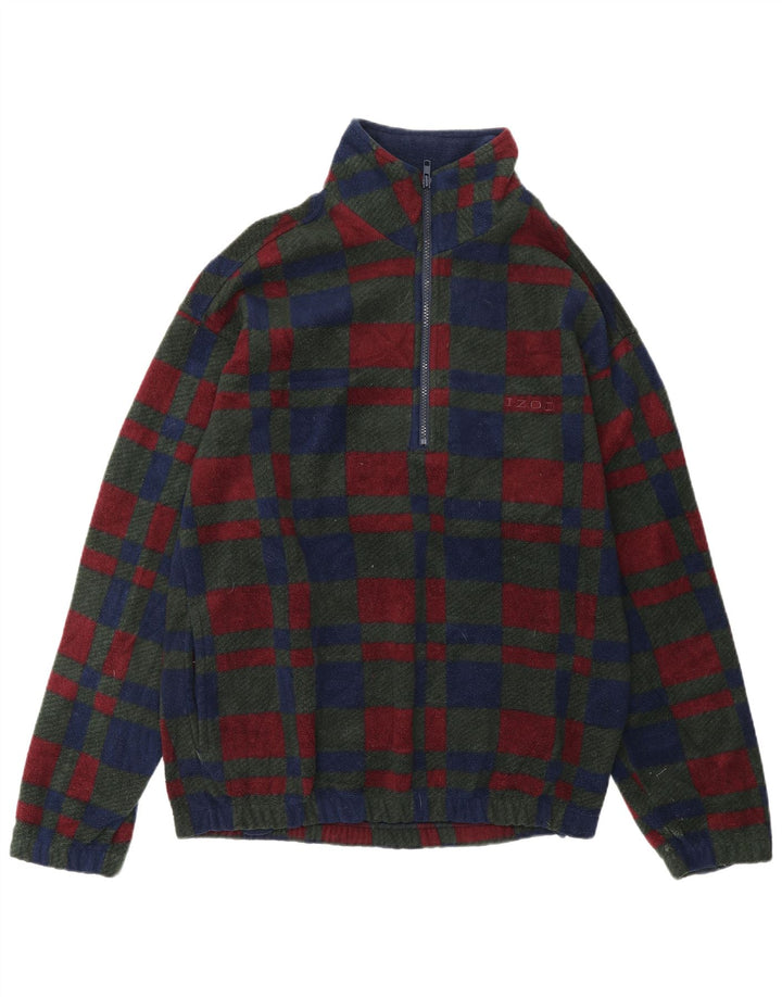 IZOD Herren-Fleecepullover mit Reißverschluss am Hals, klein, mehrfarbig, kariert, Polyester