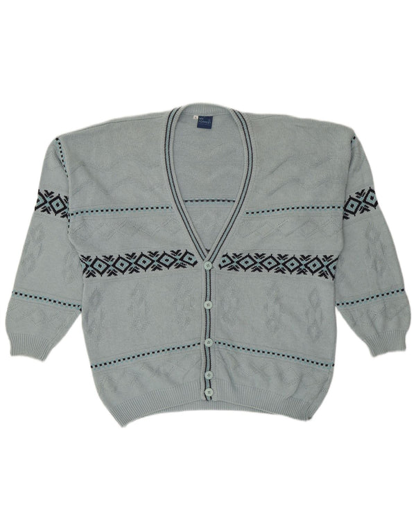 Mr. Forrest Herren-Strickjacke, XL, blau, geometrisch, Baumwolle