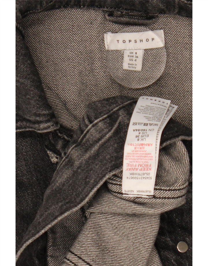 TOPSHOP Damen-Jeansjacke in Übergröße, Gr. 8, Größe S, Schwarz, Baumwolle