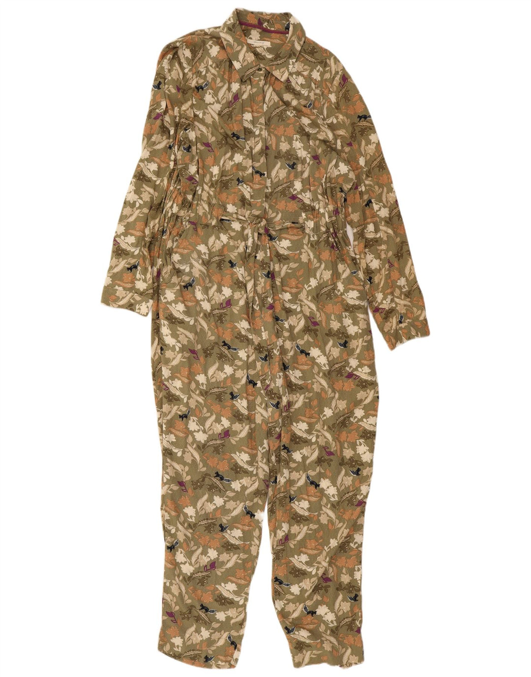 WHITE STUFF Womens Jumpsuit UK 14 Large Khaki Floral