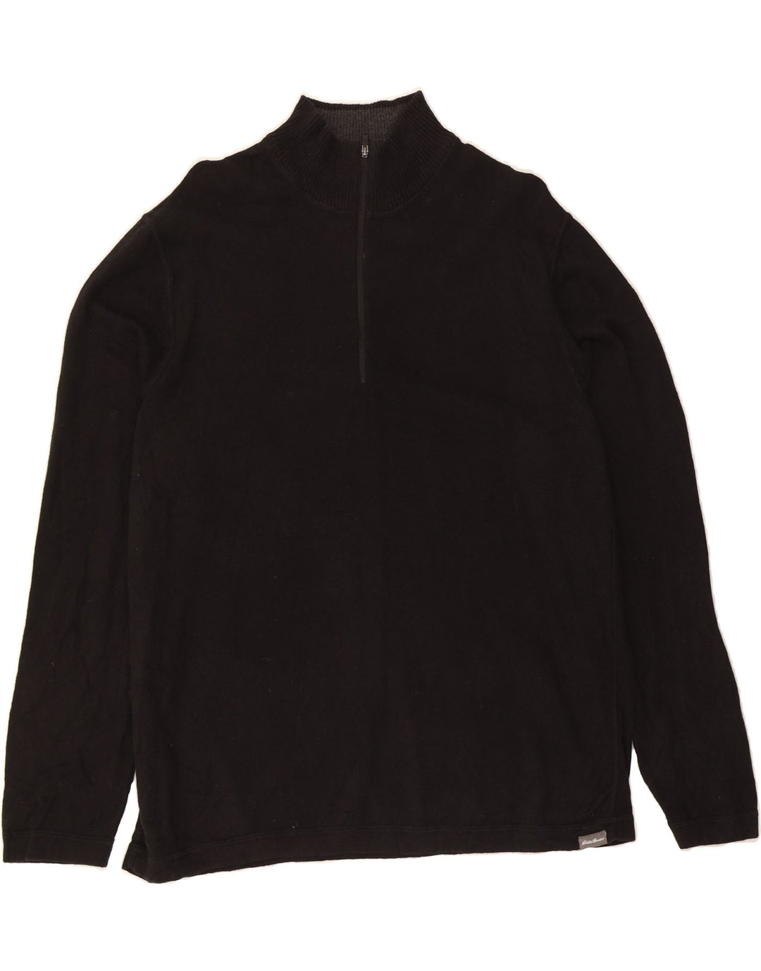 EDDIE BAUER Mens Zip Neck Jumper Sweater XL Black Cotton Vintage Eddie Bauer and Second-Hand Eddie Bauer from Messina Hembry 