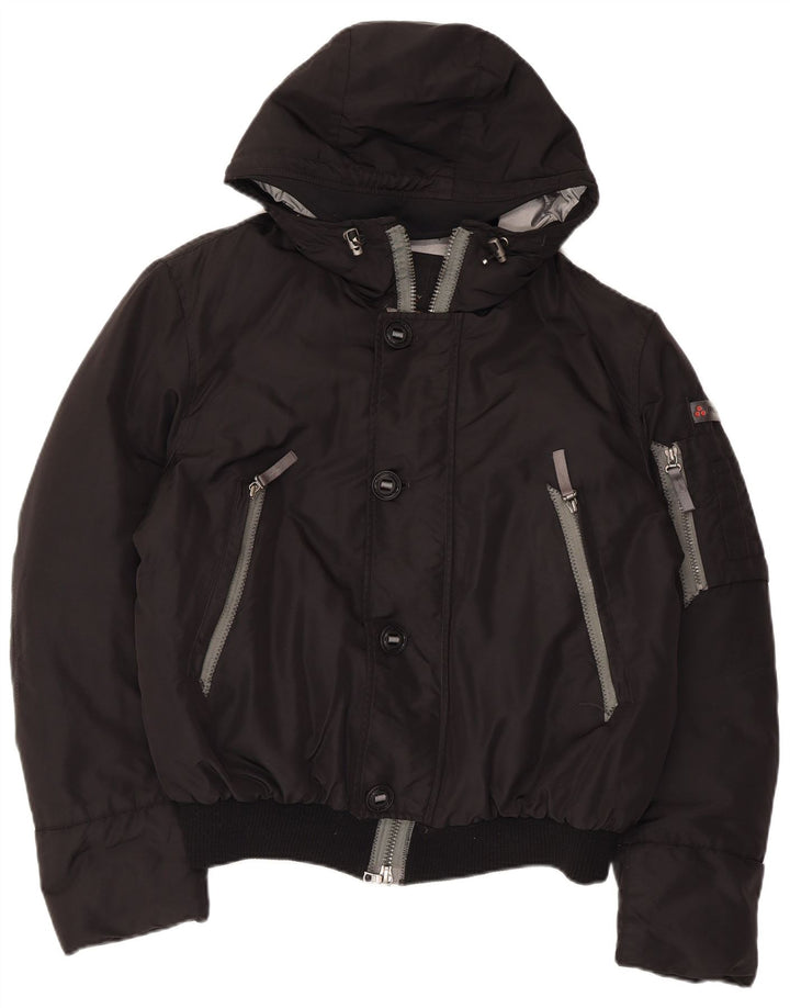 PEUTEREY Herren-Bomberjacke mit Kapuze, gepolstert, UK 40, Größe L, Schwarz, Polyamid