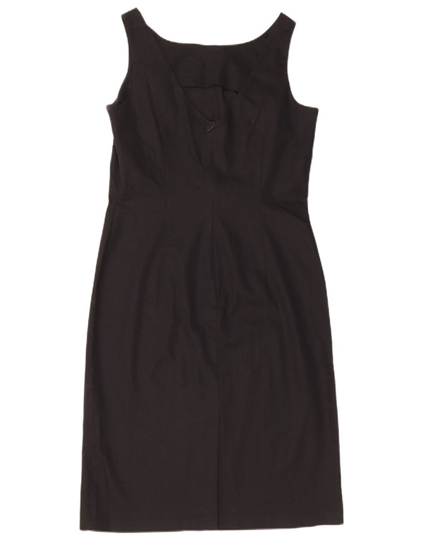 Marks & Spencer Damen Ärmelloses Etuikleid UK 12 Mittelschwarze Baumwolle