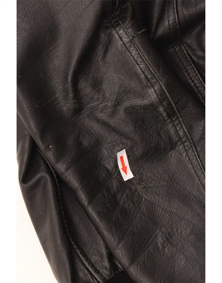 Kikc Herren Lederjacke UK 38 Medium Schwarz