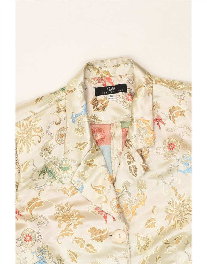APART Womens Overcoat EU 40 Medium White Floral Polyester | Vintage Apart | Thrift | Second-Hand Apart | Used Clothing | Messina Hembry 