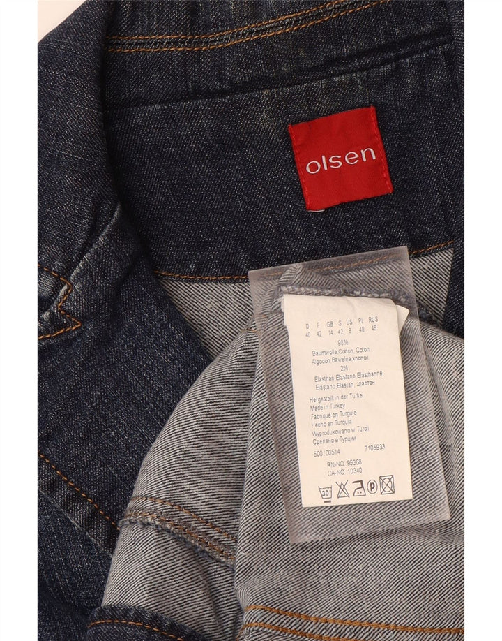 OLSEN Damen-Jeans-Blazer mit 2 Knöpfen, UK 14, mittelblaue Baumwolle