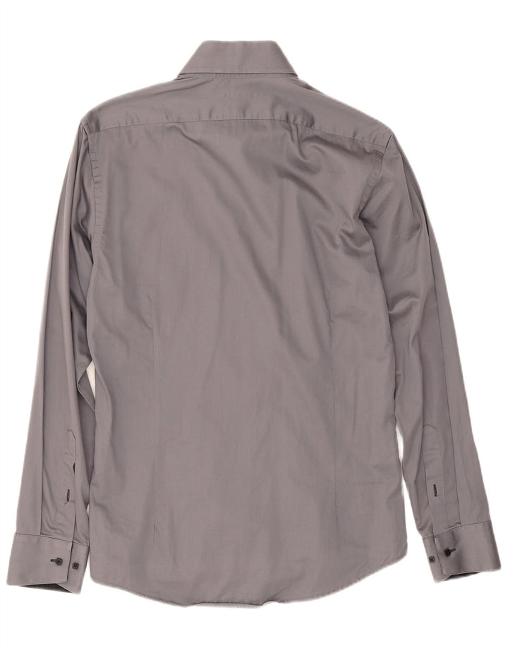 Jules Slim-Fit-Hemd für Herren, Größe 39/40, mittelgraue Baumwolle