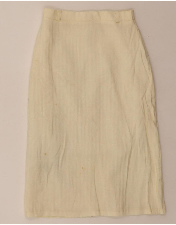VINTAGE Womens A-Line Skirt IT 42 Medium W22  Beige Linen Vintage Vintage and Second-Hand Vintage from Messina Hembry 