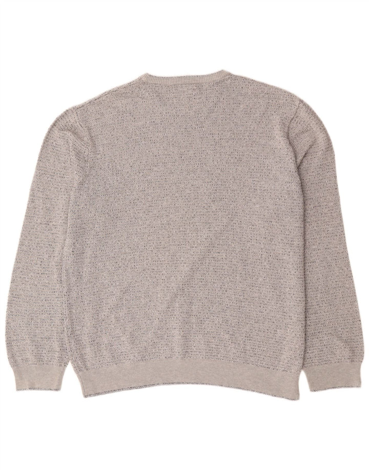 Marks & Spencer Herren-Pullover mit Rundhalsausschnitt, XL, grau gefleckte Baumwolle