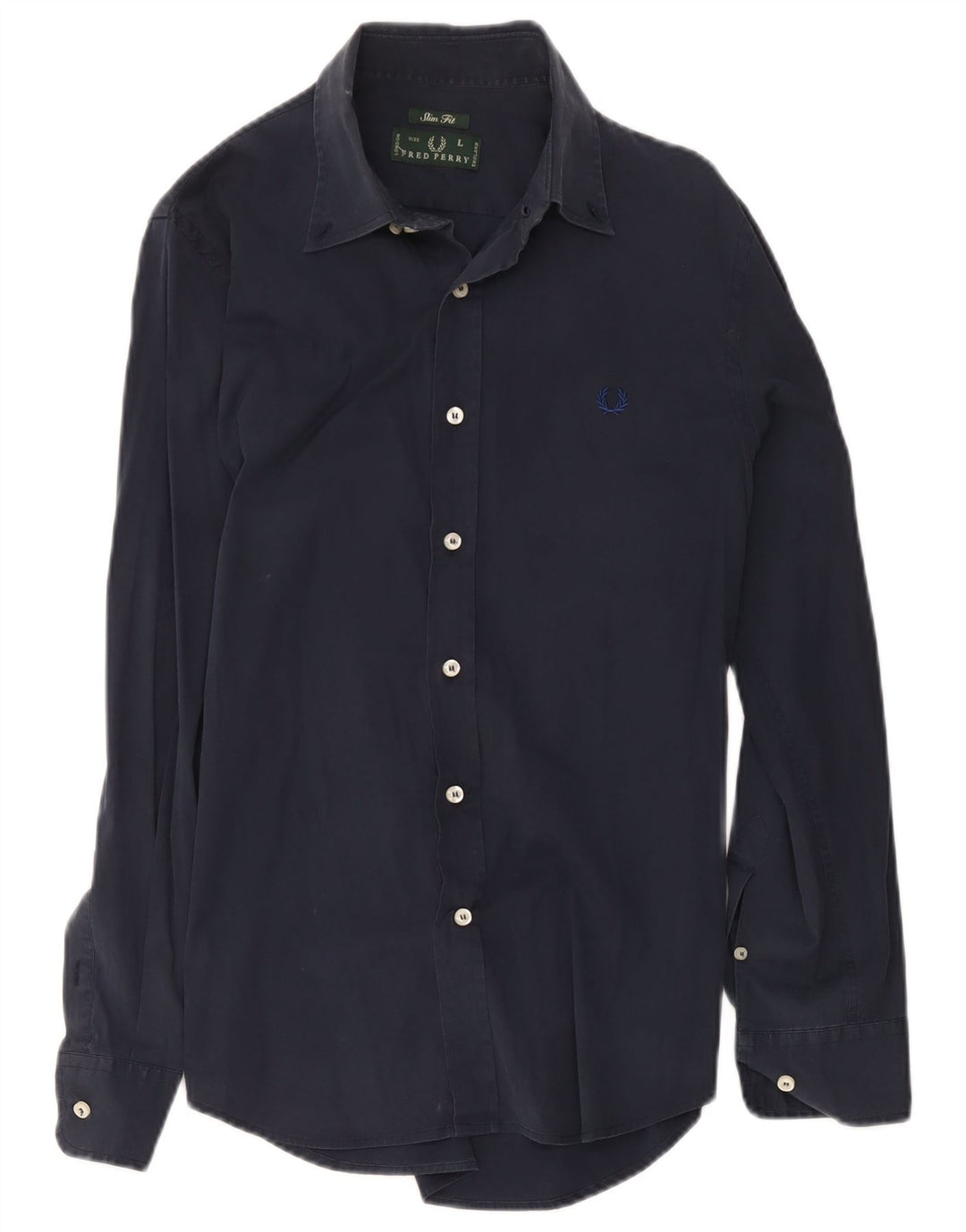 Fred Perry Herren-Slim-Fit-Hemd, groß, marineblau, Baumwolle