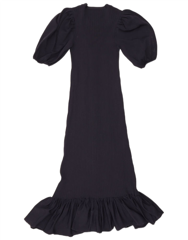 Zara Damen Maxikleid UK 12 Medium Marineblau Polyamid