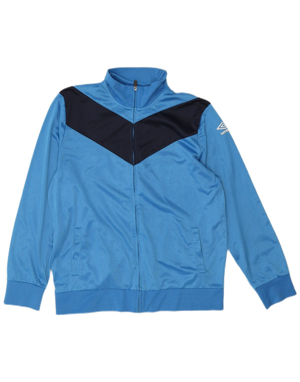 Umbro Herren-Trainingsanzugoberteil, Jacke, 2XL, blaues Farbblock-Polyester