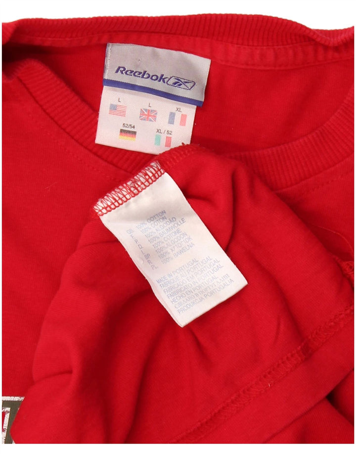 Reebok Herren Graphic Top Langarm Große rote Baumwolle