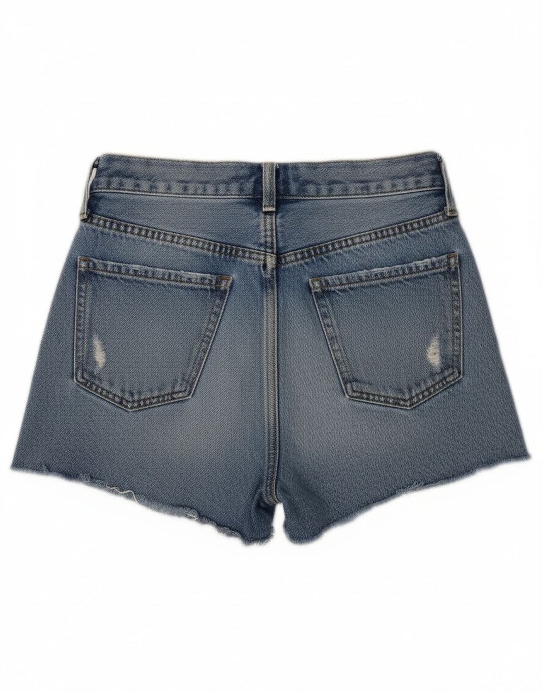 Zara Damen Distressed Denim Shorts EU 34 2XS W24 Blau