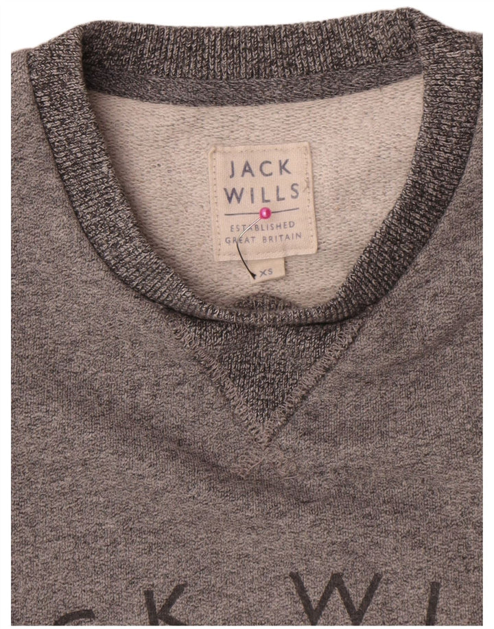 Jack Wills Herren-Sweatshirt mit Grafik, XS, grau gefleckte Baumwolle
