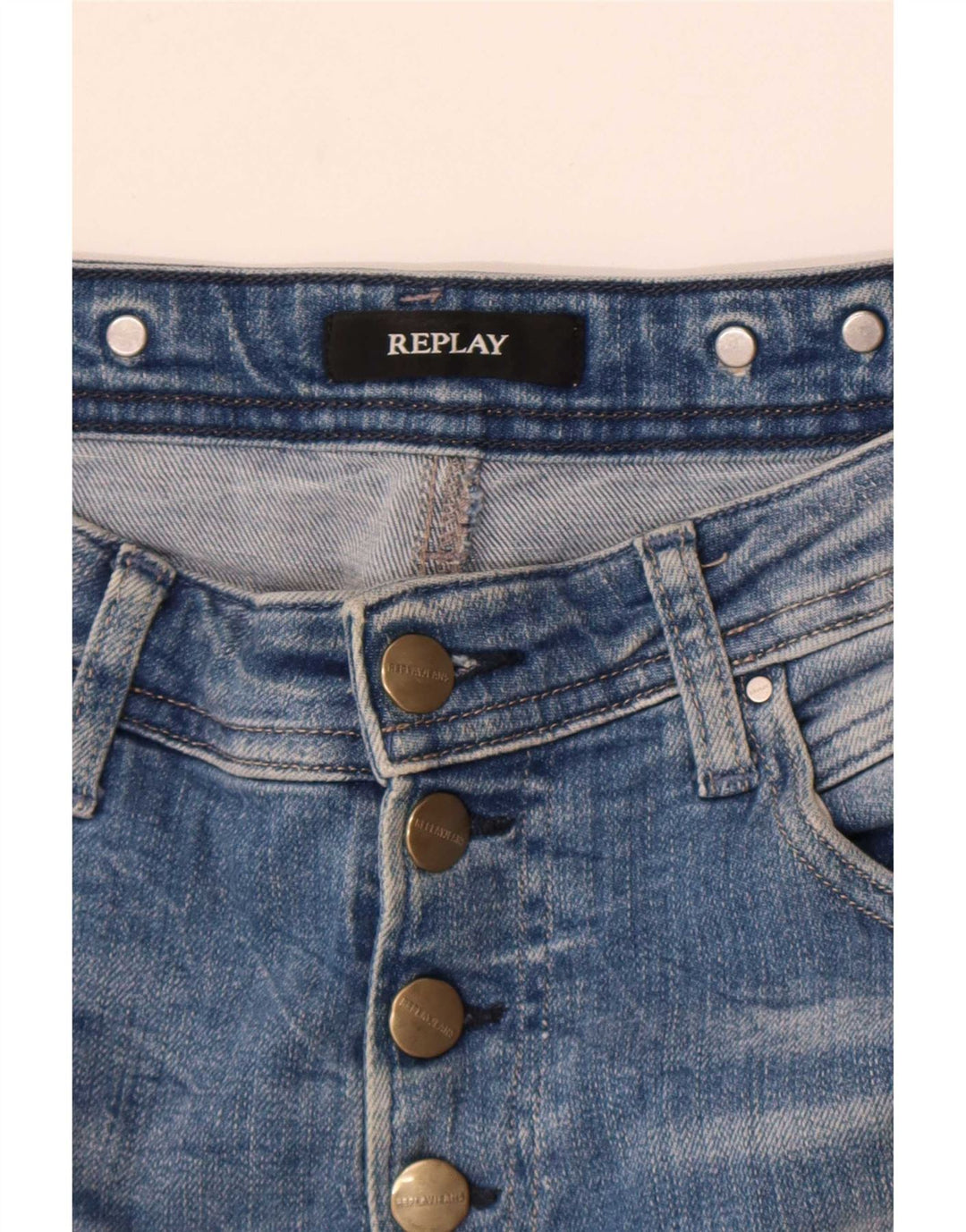 Replay Damen Distressed Skinny Jeans W29 L30 Blau