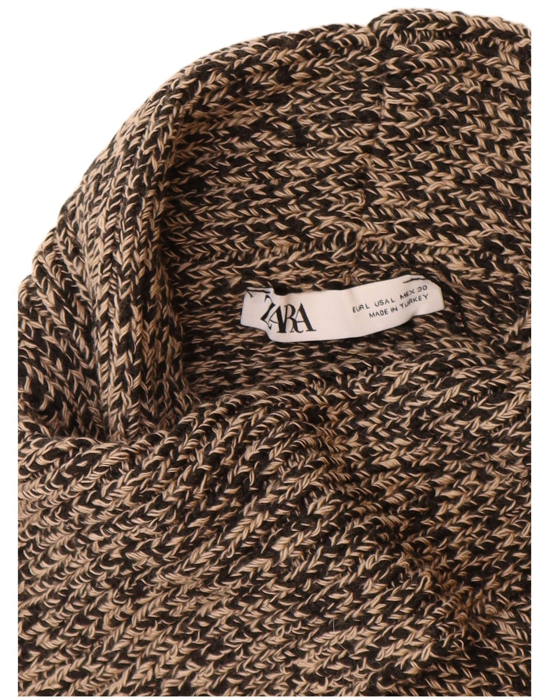 Rollkragenpullover für Damen von ZARA, Gr. 40, Größe L, Acryl, beige meliert