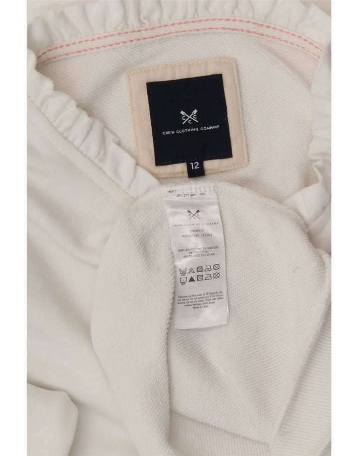 CREW CLOTHING Damen Sweatshirt-Pullover UK 12 Mittelweiße Baumwolle