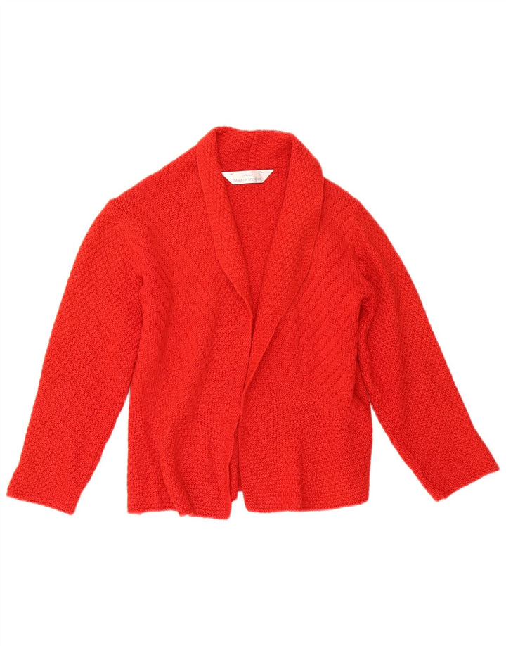 Marks & Spencer Damen Crop Open Cardigan Pullover UK 10 Small Rote Wolle