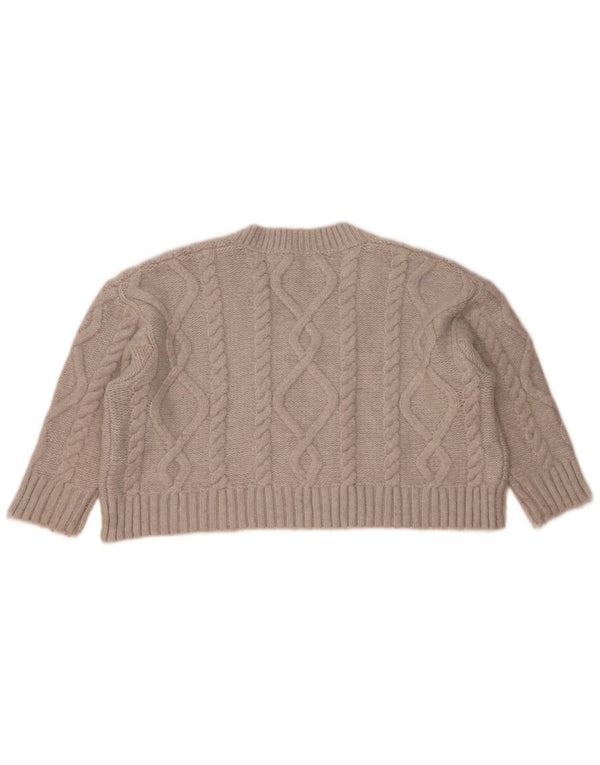 Zara Damen Crop Oversized Pullover mit V-Ausschnitt, Gr. 10, Small, Grau, Acryl