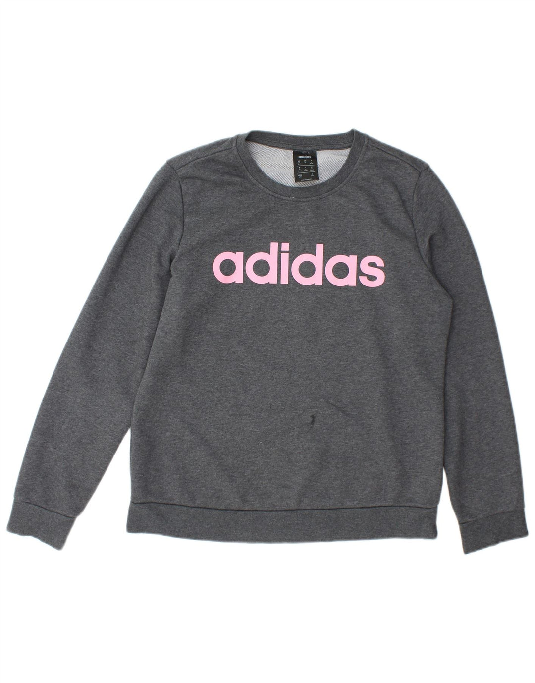 Adidas Damen Graphic Sweatshirt Pullover UK 12/14 Mittelgraue Baumwolle