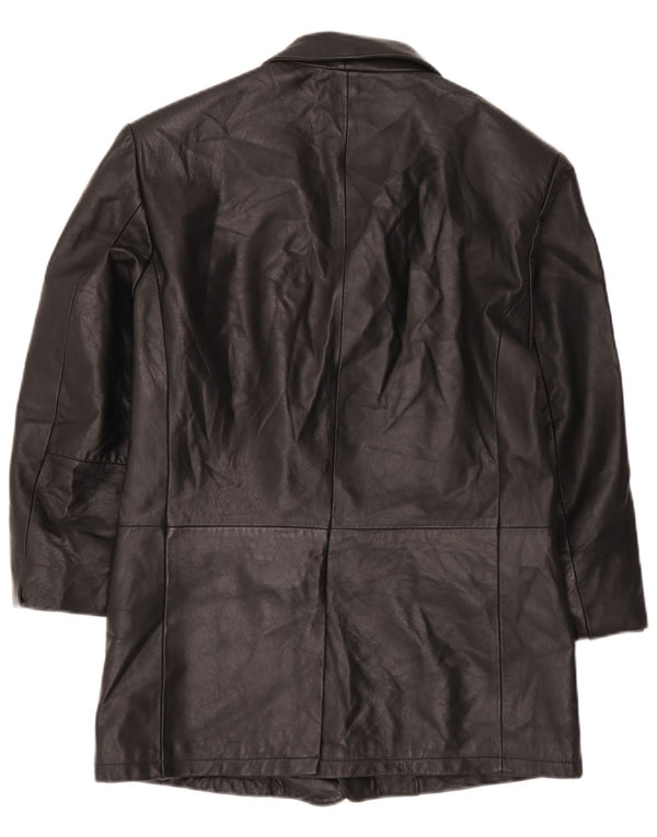 Vintage Herren 3 Knopf Leder Blazer Jacke IT 52 XL Schwarzes Leder