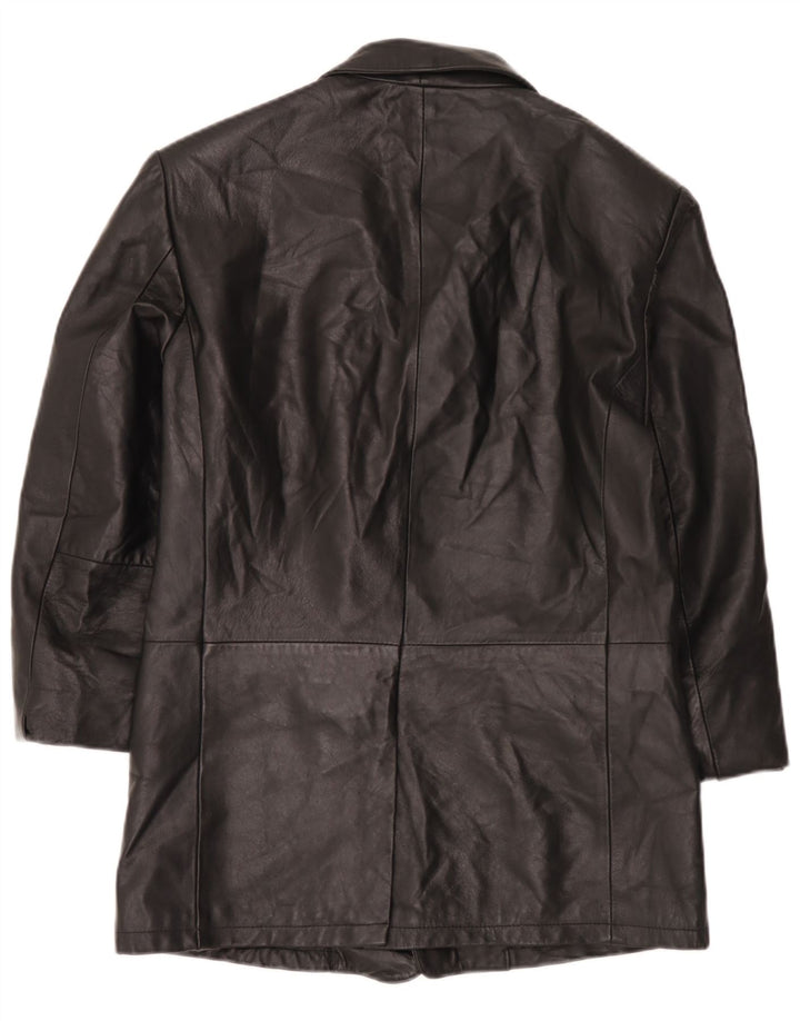 Vintage Herren 3 Knopf Leder Blazer Jacke IT 52 XL Schwarzes Leder