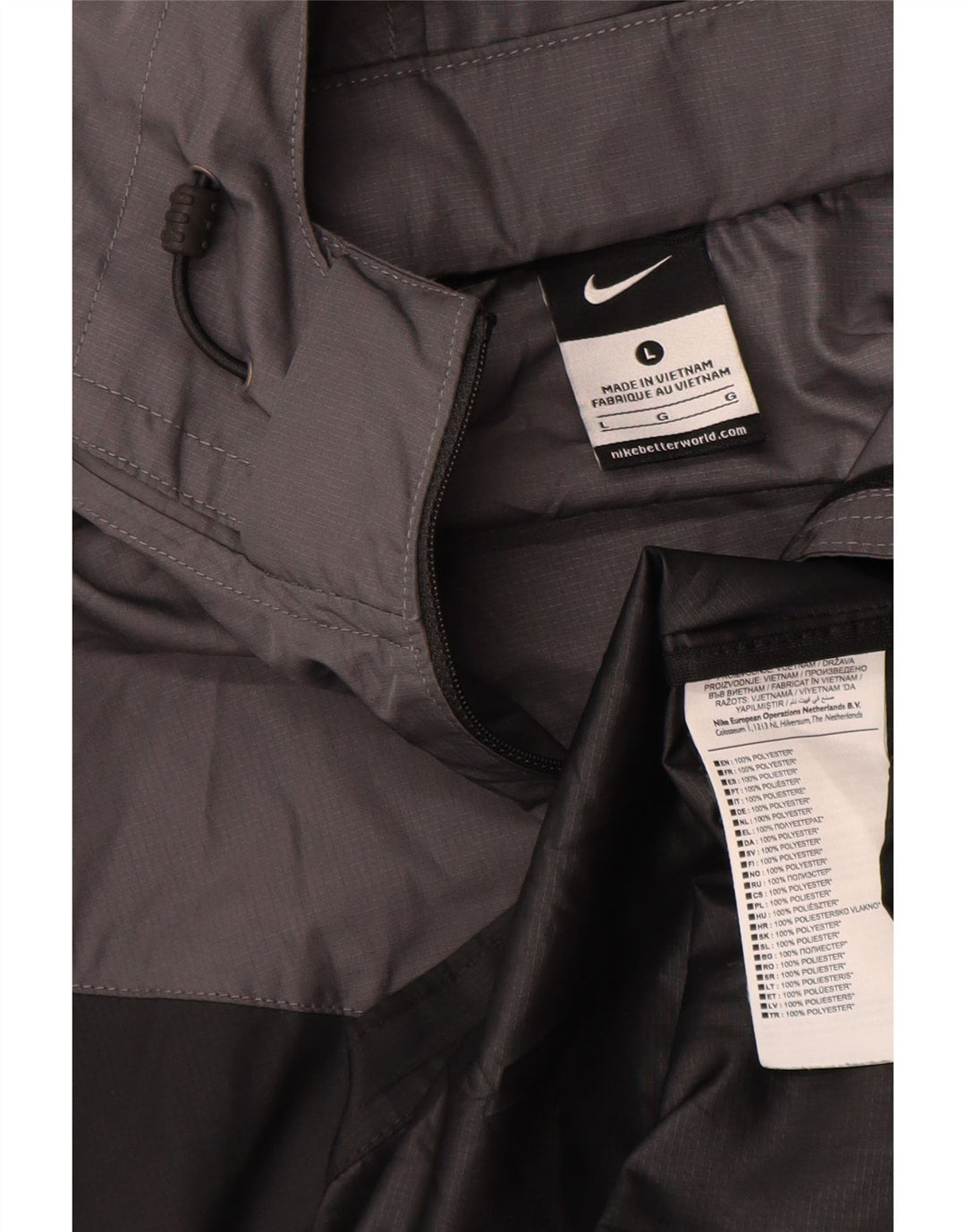 Nike Herren-Regenjacke mit Kapuze, UK 40, Größe L, Schwarz, Colourblock-Polyester