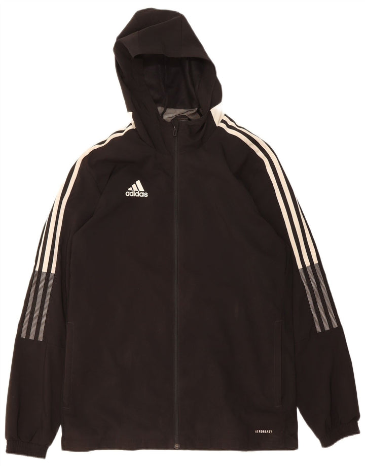 ADIDAS Mens Aeroready Hooded Tracksuit Top Jacket  Medium Black Polyester