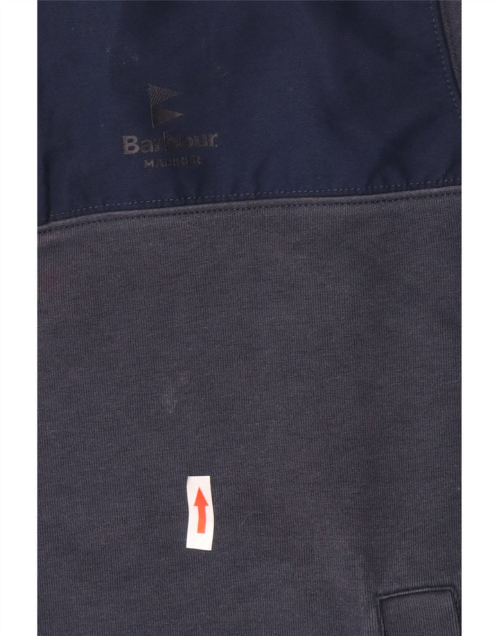 Barbour Herren-Sweatshirt mit Reißverschluss am Hals, klein, marineblau, Colourblock-Baumwolle