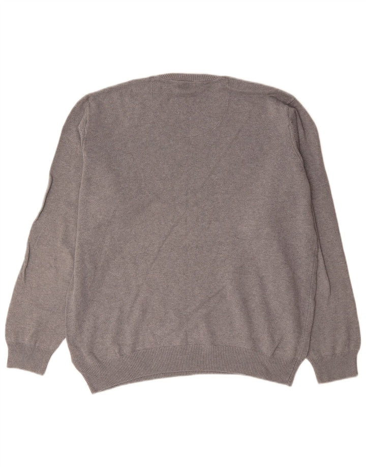 Marks & Spencer Herren Blue Harbor V-Ausschnitt Pullover Pullover Große graue Baumwolle