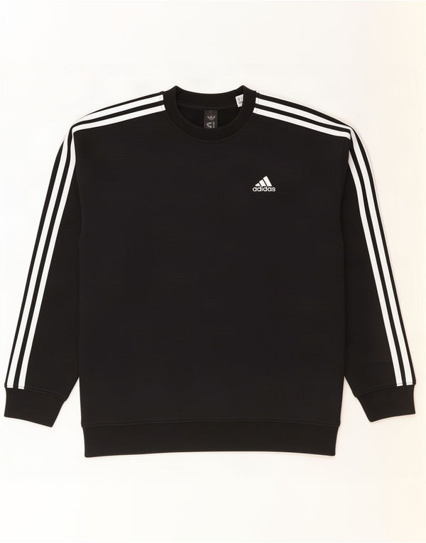 Adidas Damen Übergroßer Sweatshirt-Pullover UK 12/14 Mittelschwarze Baumwolle