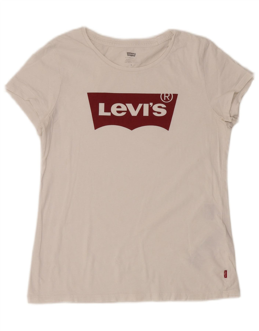 Levi's Womens Graphic T-Shirt Top UK 14 Mittelweiße Baumwolle