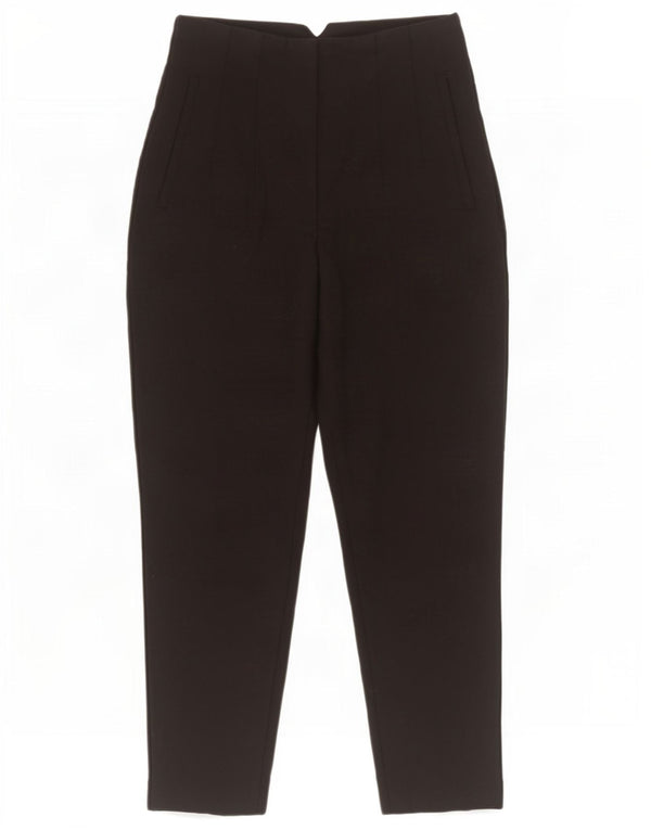 Zara Damen-Hosen mit hoher Taille, schmal zulaufende, kurze Hose, Größe S, W26, L26, Schwarz
