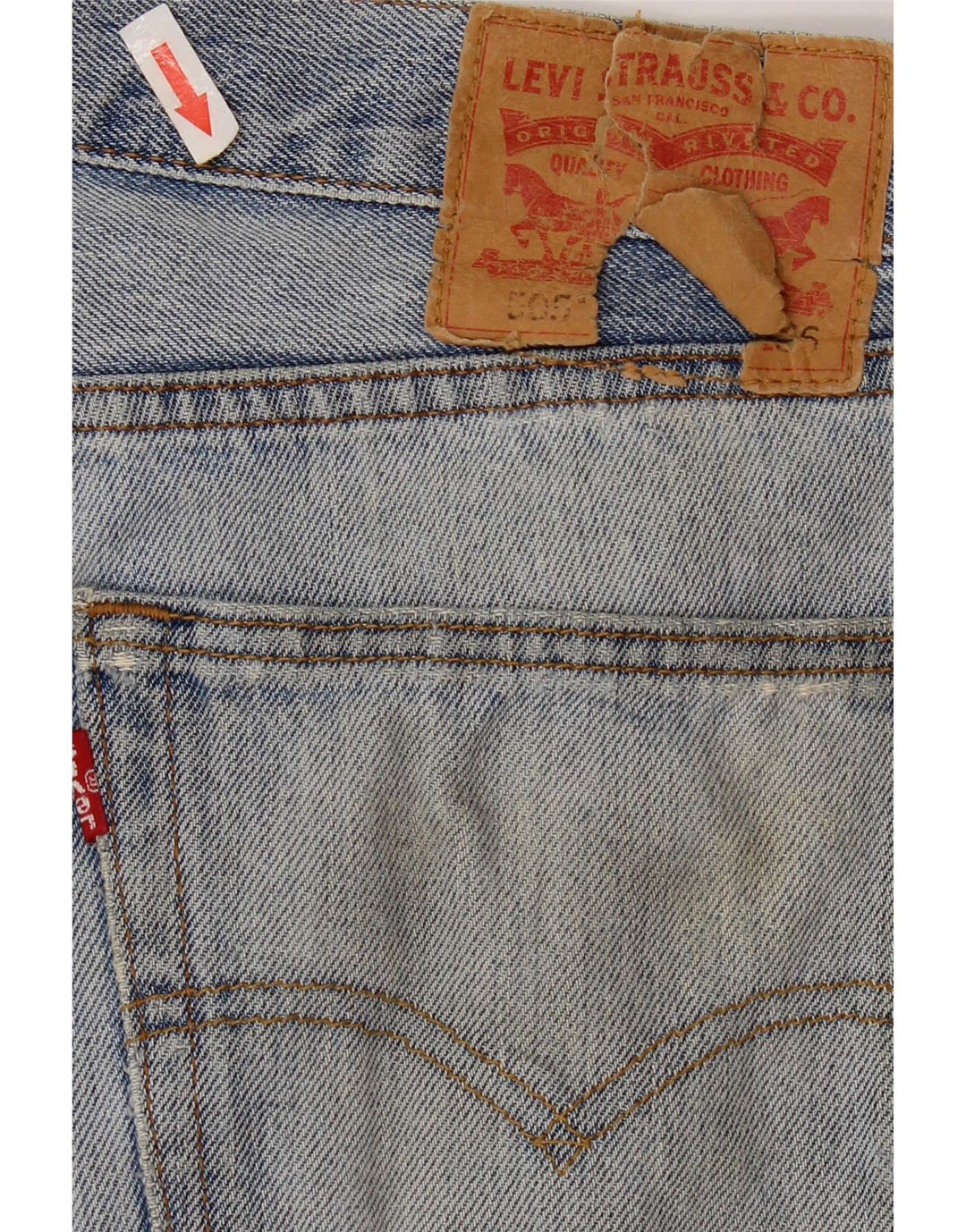Levi's Herren 505 Distressed Straight Jeans W34 L28 Blaue Baumwolle