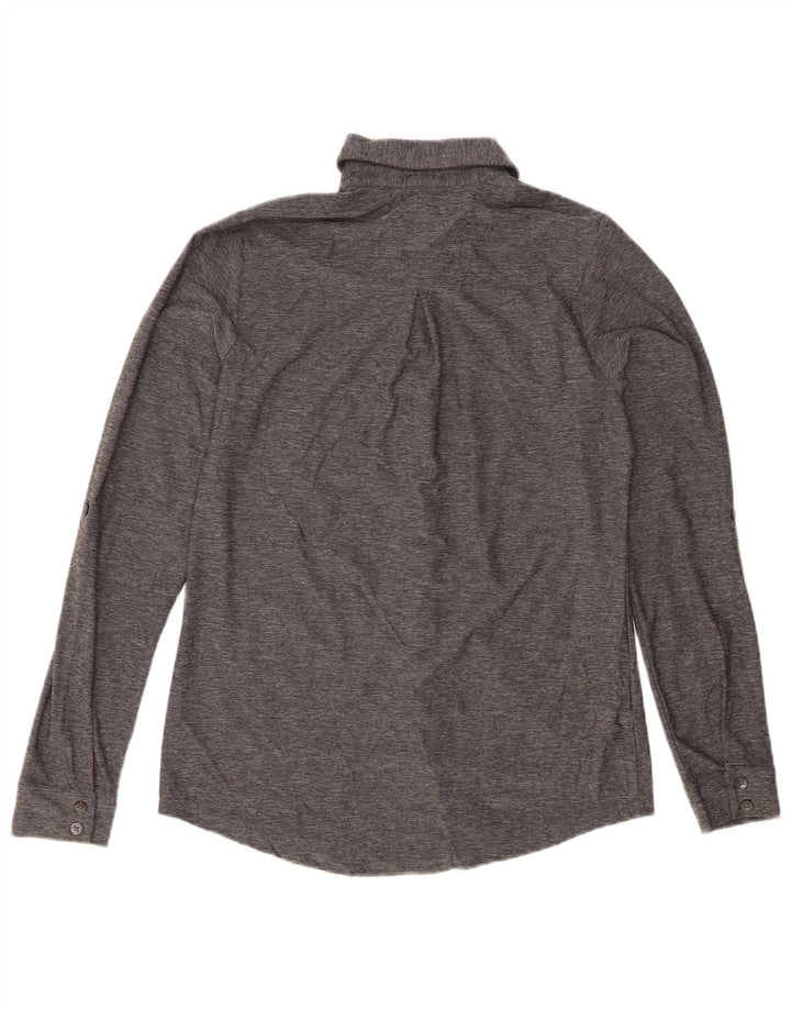 EDDIE BAUER Damen-Hemd UK 6 XS Grau meliertes Polyester