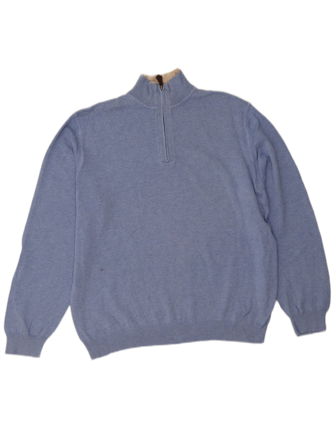 Massimo Dutti Herren-Pullover mit Reißverschluss, XL, blaue Baumwolle