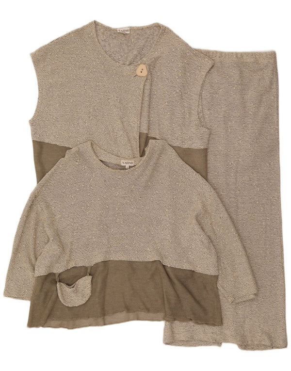 Naomi Damen 3-teiliges Rockset EU 40 Medium W30 Graue Colourblock-Viskose