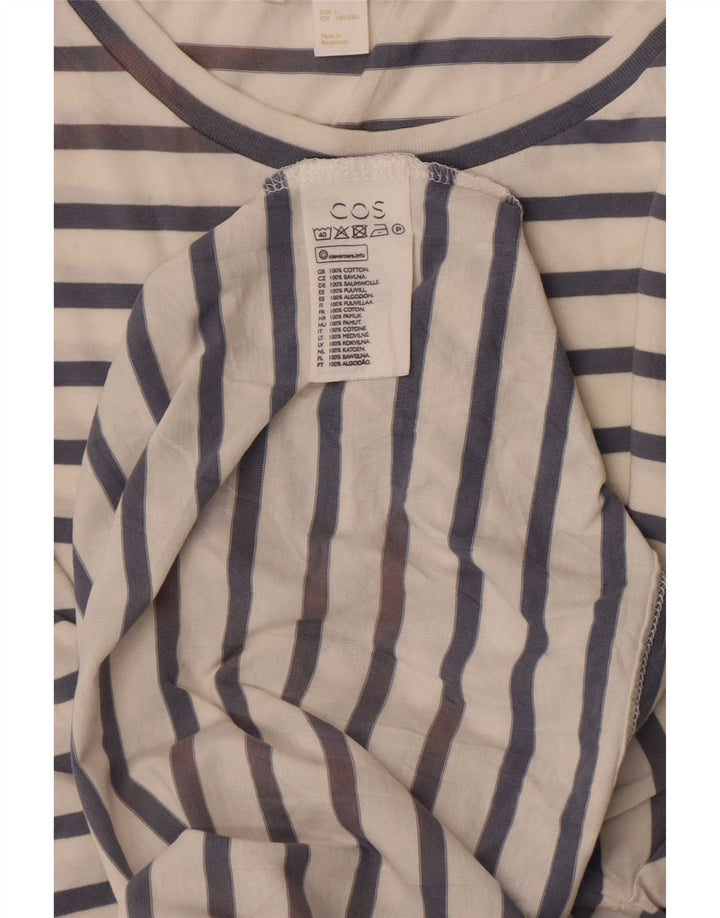 COS Herren-T-Shirt-Oberteil, groß, weiß gestreift, Baumwolle