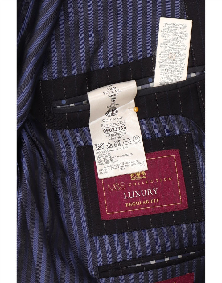 Marks & Spencer Herren-Blazer mit 2 Knöpfen, EU 56, 3XL, Marineblau, Nadelstreifen