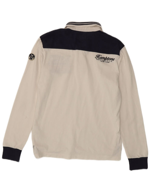 North Sails Herren-Poloshirt mit Grafik, langärmelig, Mittelweiß, Farbblock