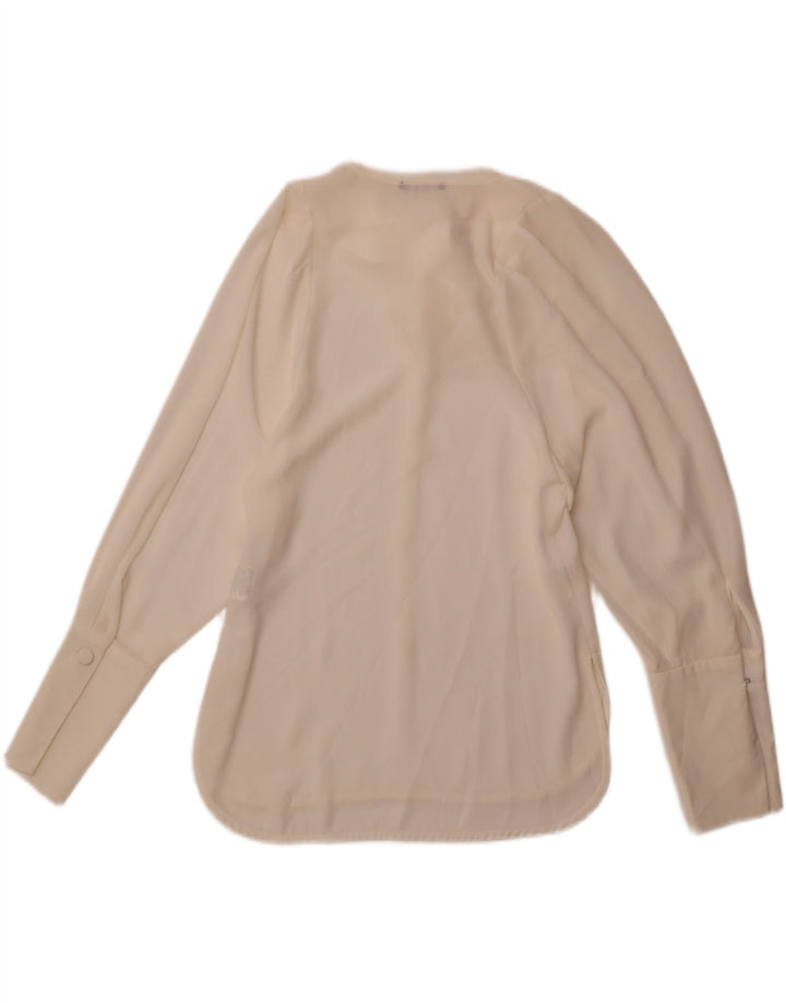 Sisley Womens Front Tie Loose Fit Bluse Top UK 6 XS Off White Polyester