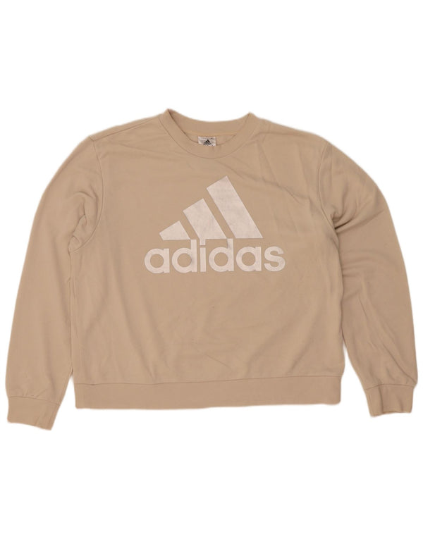Adidas Damen Graphic Sweatshirt Pullover UK 16/18 Large Beige Baumwolle