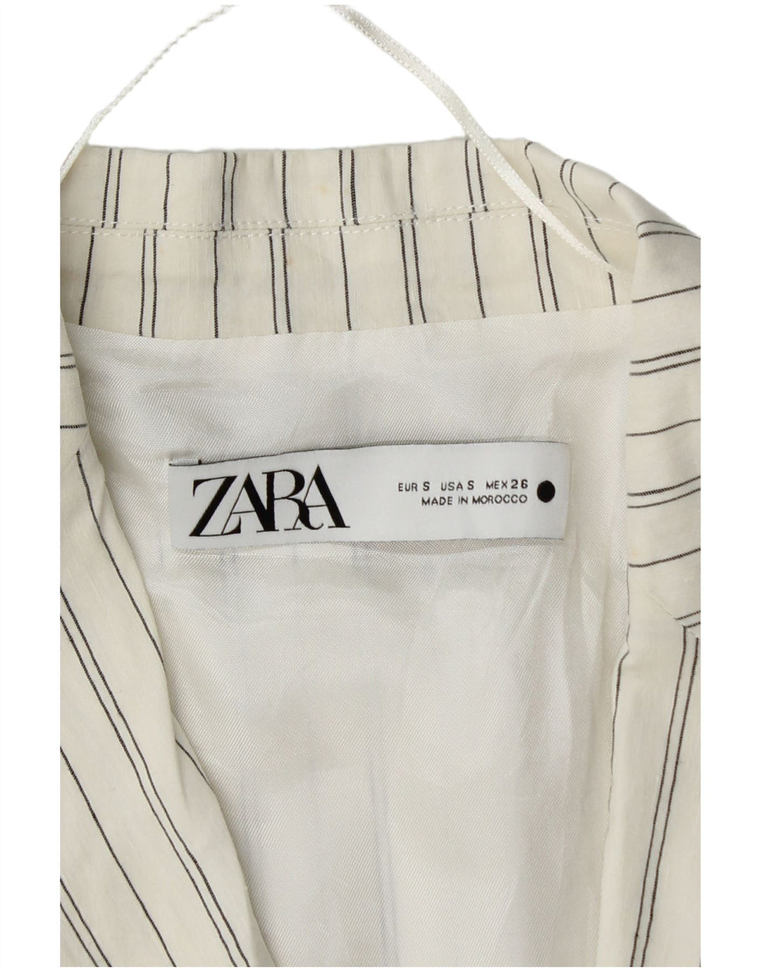 ZARA Womens Bolero Jacket UK 8 Small White Striped Linen