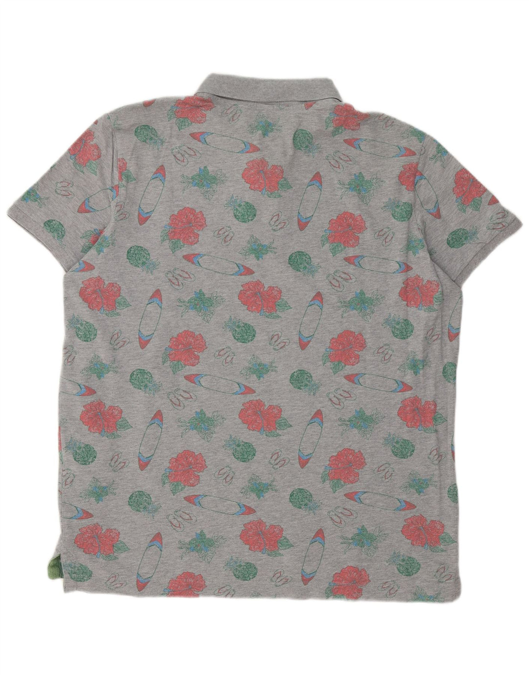 Benetton Herren-Poloshirt mit normaler Passform, XL, grau geblümt