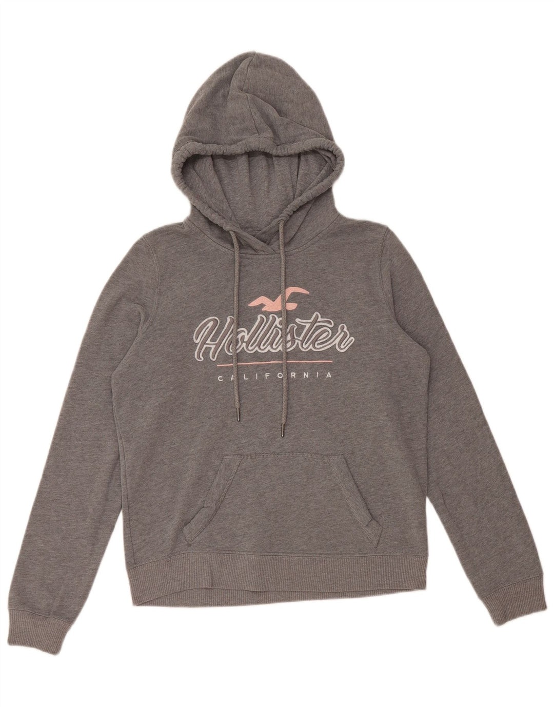 HOLLISTER Damen-Kapuzenpullover mit Grafik, UK 10, Größe S, Grau, Baumwolle