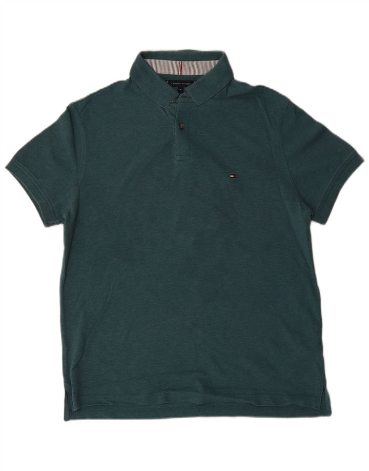 Tommy Hilfiger Herren-Poloshirt aus mittelblauer Baumwolle
