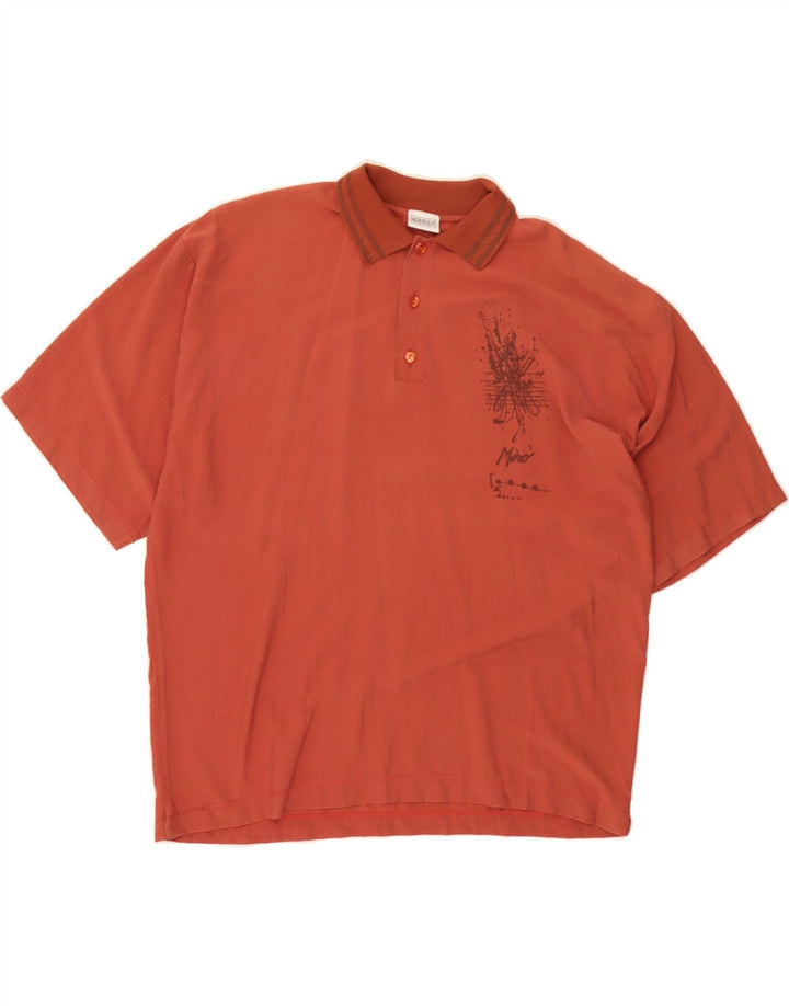MONELLO Mens Graphic Polo Shirt Large Red Vintage Monello and Second-Hand Monello from Messina Hembry 